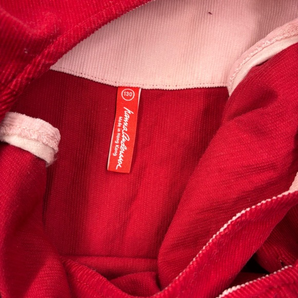 Hanna Andersson Girls Red Sleeveless Corduroy Wrap Dress Size 130/8 Vtg Cotton - Picture 4 of 8